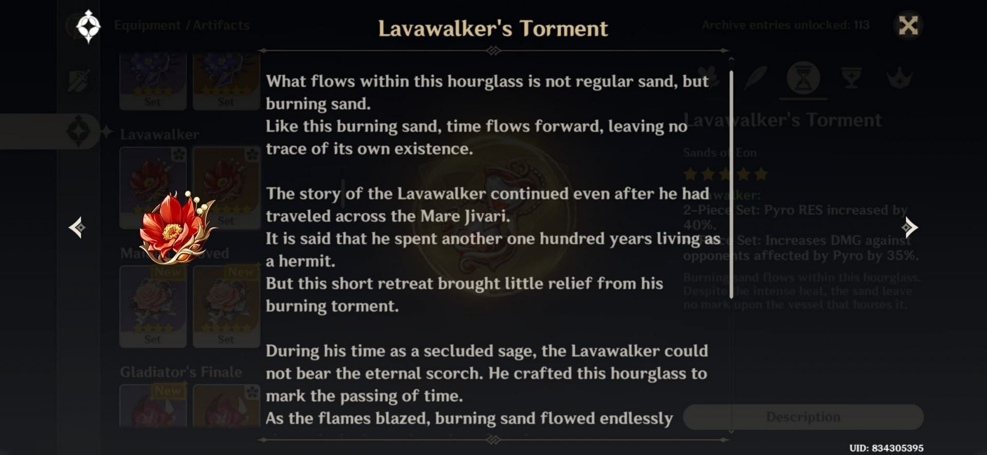 Description of events related to Mare Jivari in Lavawalker's artifact set (Image via HoYoverse)